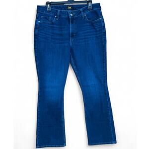 Lee Women’s Size 14S Bootcut Stretch Jeans Mid Rise Dark Wash Blue Denim Jeans